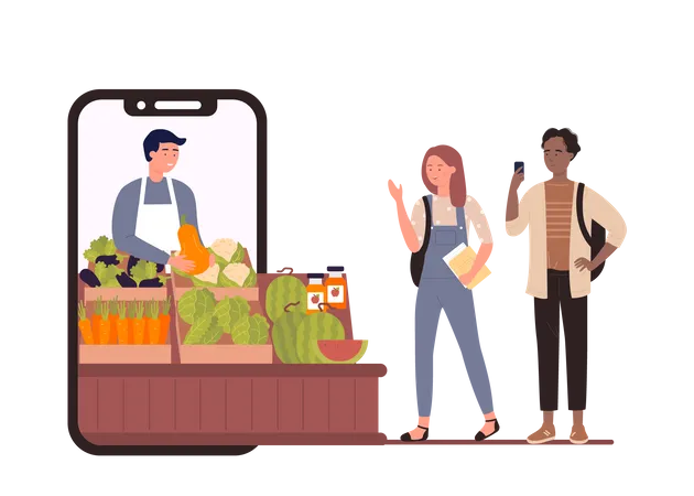 Online Grocery App  Illustration