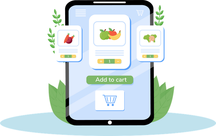 Online grocery mobile application  Illustration