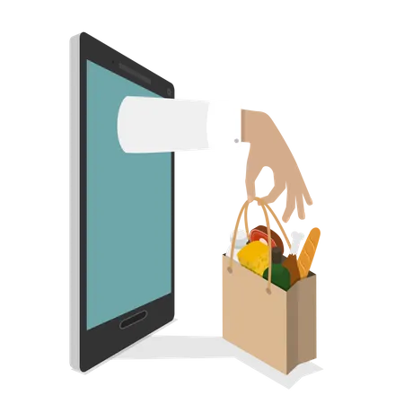 Online Grocery Ordering  Illustration