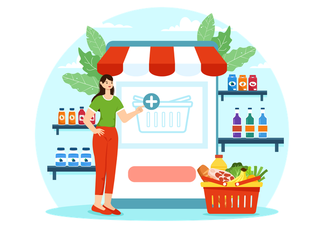Online Grocery Shop  Illustration