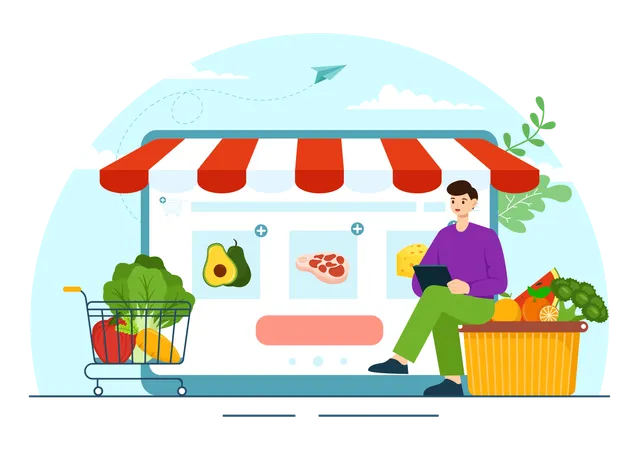Online Grocery Shop  Illustration