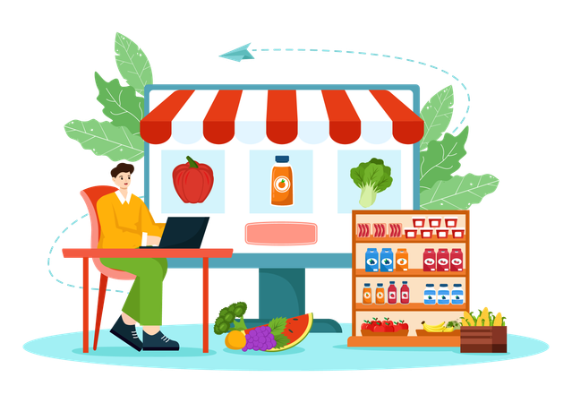 Online Grocery Shop  Illustration