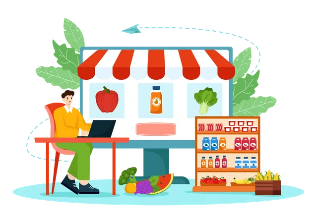 Online Grocery Shop  Illustration