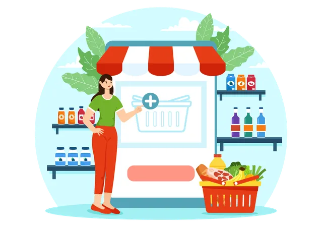 Online Grocery Shop  Illustration