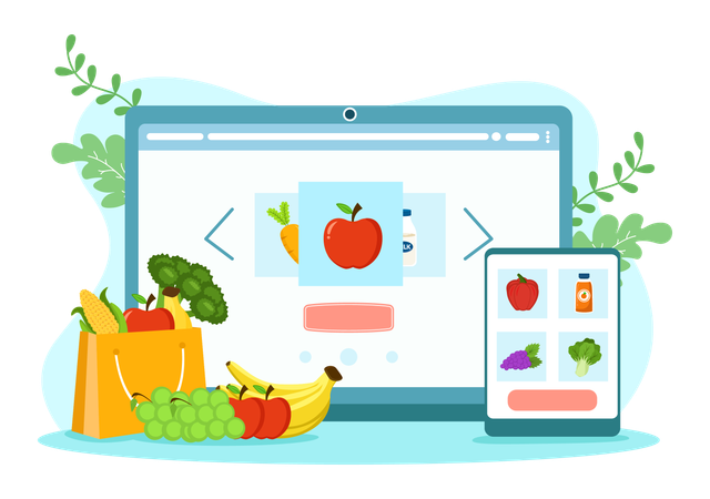 Online Grocery Shop  Illustration