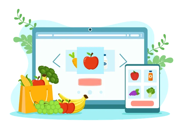 Online Grocery Shop  Illustration