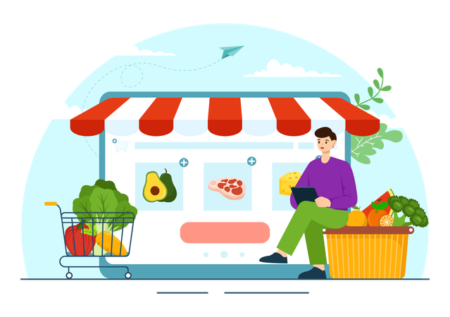 Online Grocery Shop  Illustration