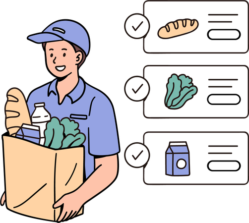 Online grocery shop with home delivery  Illustration