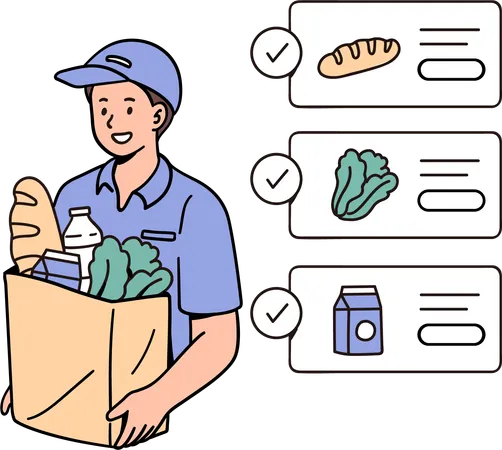 Online grocery shop with home delivery  Illustration