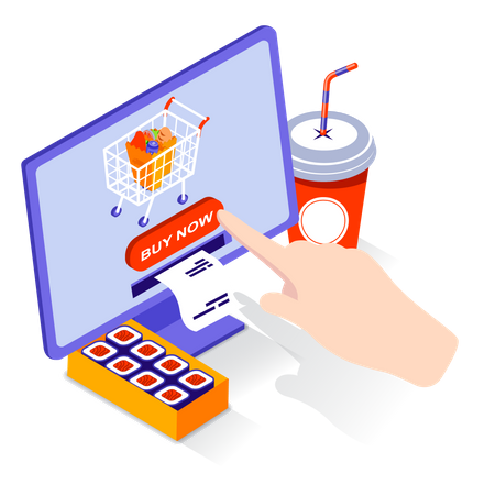 Online Grocery Shopping  Illustration