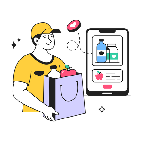 Online Grocery Shopping  イラスト