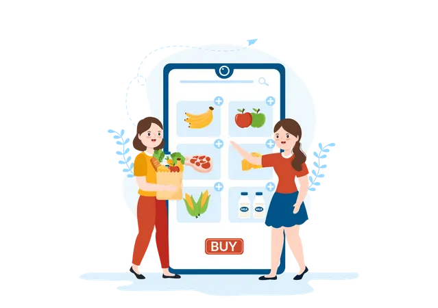 Online Grocery shopping app  Illustration