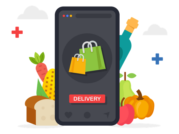 Online grocery shopping delivery servic  Illustration