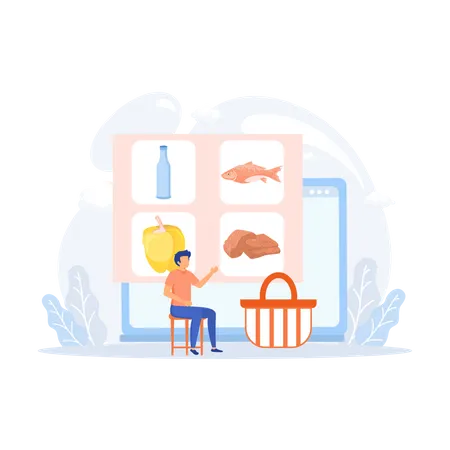 Online Grocery shopping  Illustration