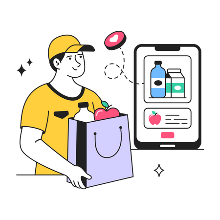 Online Grocery Shopping  Illustration