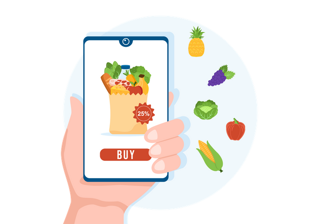 Online Grocery shopping  Illustration