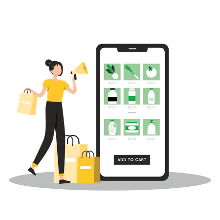 Online grocery shopping  Illustration