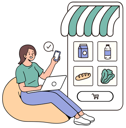 Online Grocery Shopping  Illustration