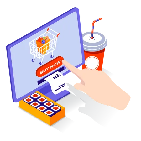 Online Grocery Shopping  Illustration