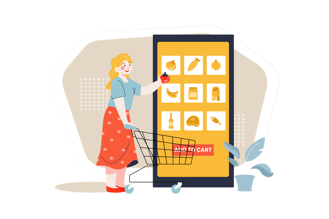 Online grocery shopping  Illustration