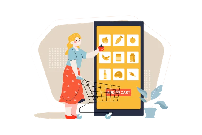 Online grocery shopping  Illustration