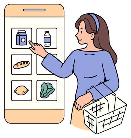 Online Grocery Shopping  Illustration