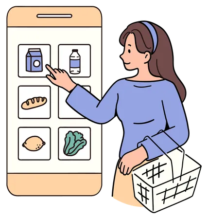 Online Grocery Shopping  Illustration