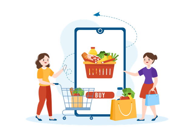 Online Grocery Store Illustration