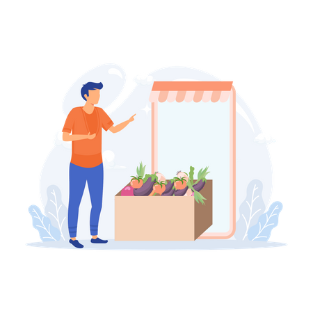Online Grocery store Illustration