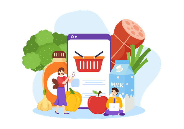 Online Grocery Store  イラスト