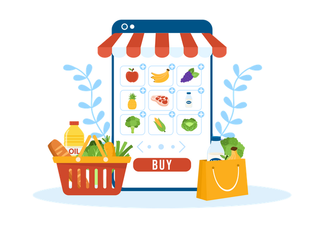 Online Grocery store app Illustration