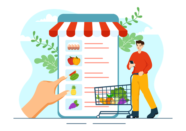 Online Grocery Store  Illustration