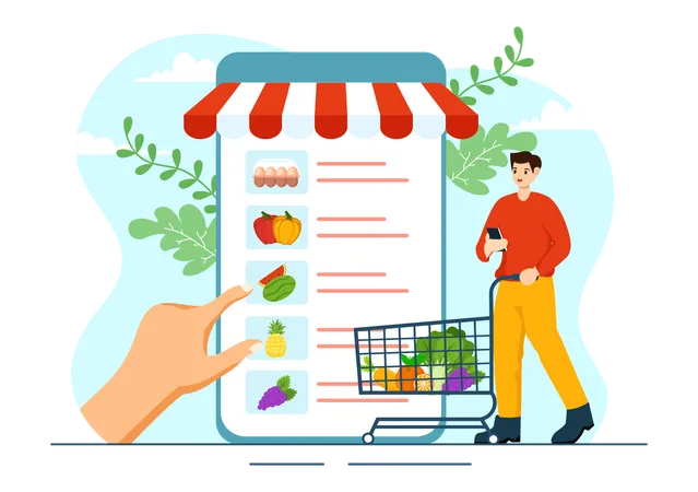 Online Grocery Store  Illustration