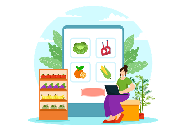 Online Grocery Store  Illustration