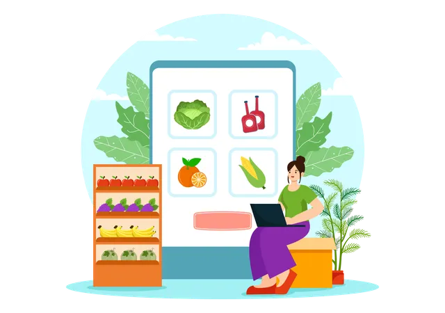 Online Grocery Store  Illustration