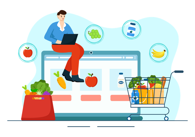 Online Grocery Store  Illustration