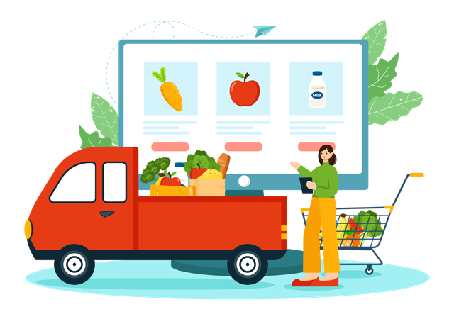 Online Grocery Store  Illustration