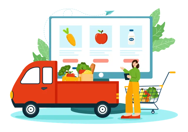 Online Grocery Store  Illustration