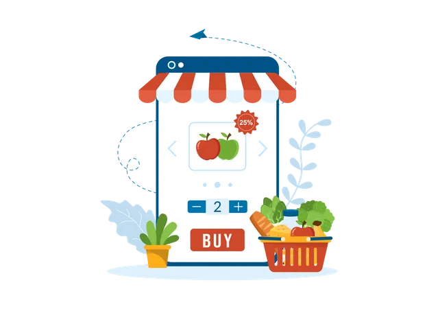 Online Grocery Store  Illustration