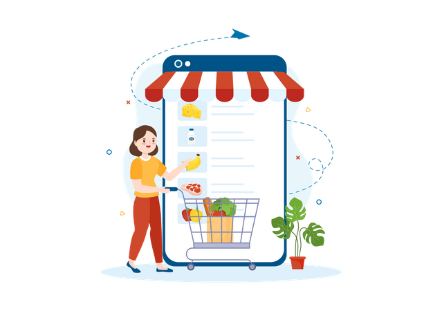 Online Grocery Store  Illustration