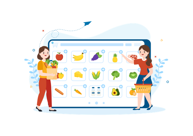 Online Grocery Supermarket Illustration