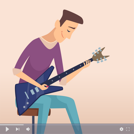 Online Guitar Class Illustration