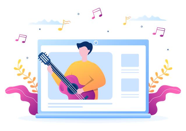 Online Guitar Class  Illustration