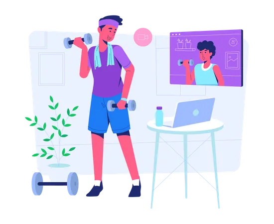 Online gym training  Illustration