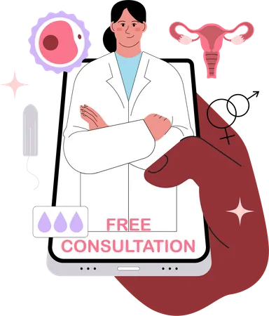 Online gynecologist consultation  Illustration