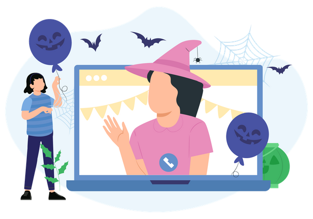 Online Halloween Celebration  Illustration