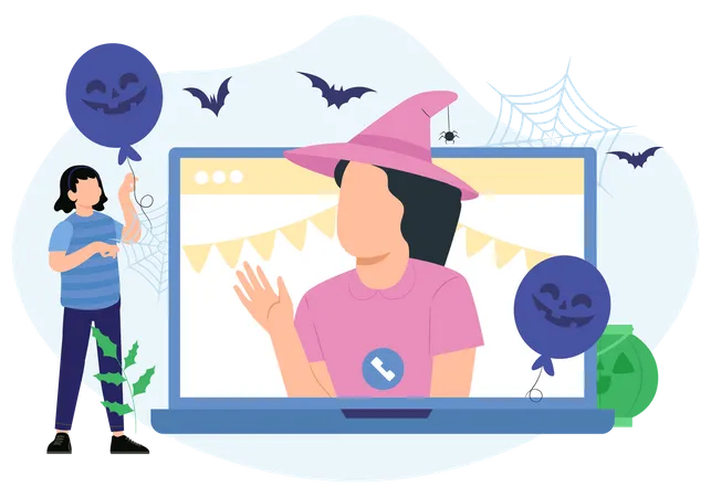 Online Halloween Celebration  Illustration