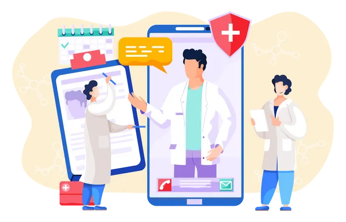 Mobile Medicine Modern Technologies In Health And Medical Consultation Checkup Result On Screen Online Medical Consultation With Doctor And Medical Application Healthcare And Technology Concept Illustration