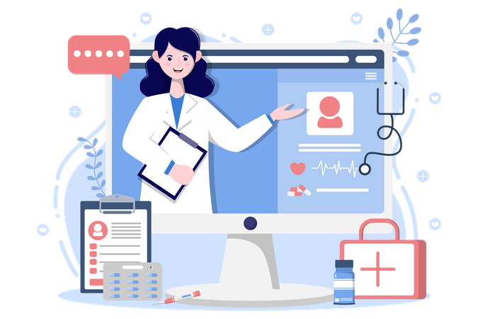 Online health checkup Illustration