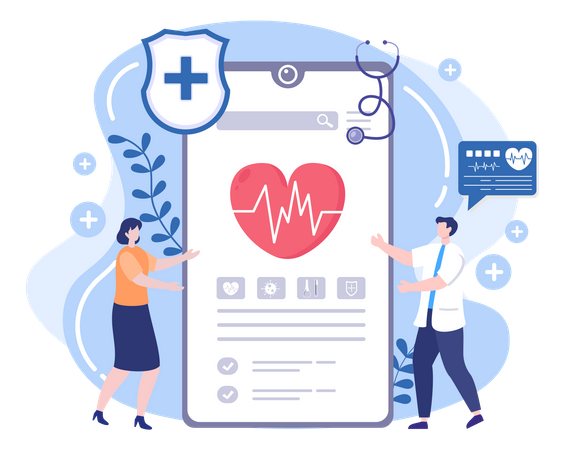 Online health checkup  Illustration